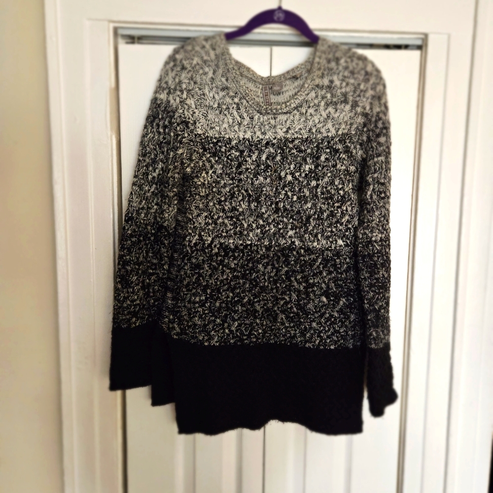 Black and Gray Tunic Knit Sweater - Size Large